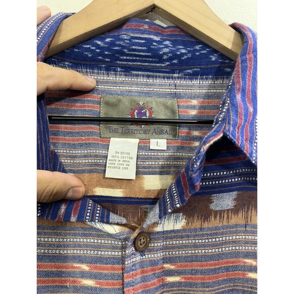 Vtg 90s Territory Ahead Shirt L Retro Button Up Southwest Boho Americana 70s - Picture 4 of 12